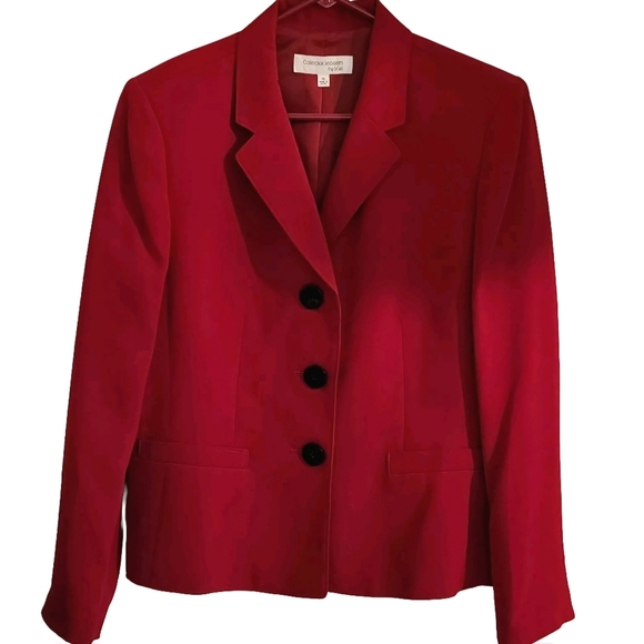 NWT Le Suit Separates Fire Red 3 Button Jacket Size 14 - Picture 2 of 16